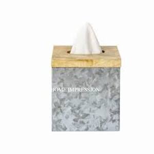 Boîte à mouchoirs carrée martelée galvanisée pour salle de bain vanité chambre commode décor de Table support de stockage de mouchoirs en argent approvisionnement - Product Image 2