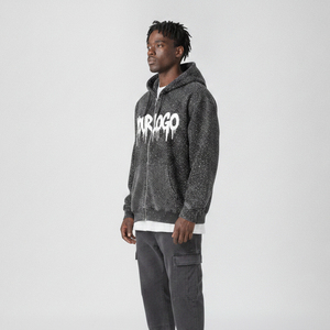 Sweat à capuche d'hiver surdimensionné pour homme avec logo personnalisé, délavé à l'acide, respirant, sans coutures, avec broderie épaisse - Product Image 2