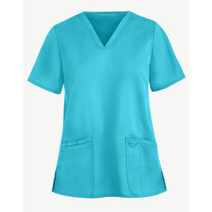 Uniforme duradero y cómodo para mujer, camisa antiarrugas con cuello en V, logotipo personalizado, tamaños, Hospital Médico, venta al por mayor, conjunto de exfoliación de bajo precio a granel - Product Image 2