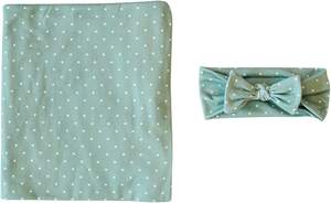 ผ้าห่มผ้าห่อตัวลายจุดพร้อมที่คาดผมผูกโบว์ผ้าห่มผ้ามัสลินสำหรับทารกแรกเกิด - Product Image 2