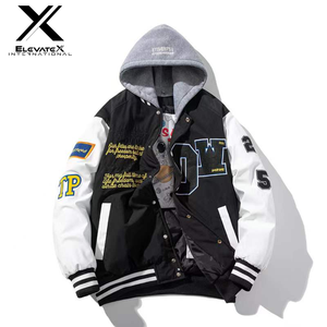 แจ็คเก็ตเบสบอลแบบวาร์ซิตี้สำหรับผู้ชาย OEM แบบสั่งทำพิเศษ ระบายอากาศได้ดี สไตล์เพรปปี้ ปักตัวอักษรและแพทช์ ผ้าแคนวาส แขนยาว - Product Image 4