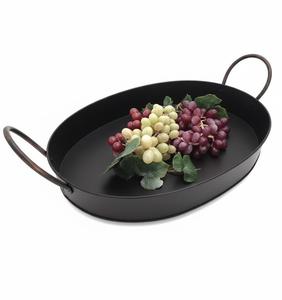 Plateau de service en fer blanc galvanisé avec poignée, forme ovale vintage, plateau de service pour la table de fête de style campagnard - Product Image 6