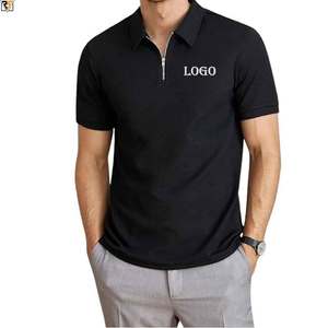 casual wear zipper POLO shirt printed logo on chest 90%<b>polyester</b> 10%spandex breathable man golf polo <b>tshirt</b> shirts custom logo - Product Image 1