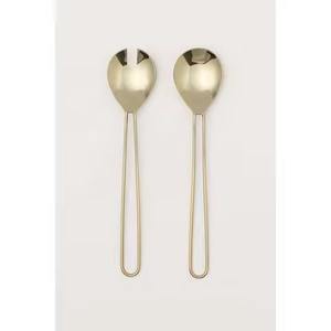 Stainless Steel <b>Black</b> Branched Stem Handle <b>Dinner</b> Fork and Spoon fork and spoon Salad Server - Product Image 2