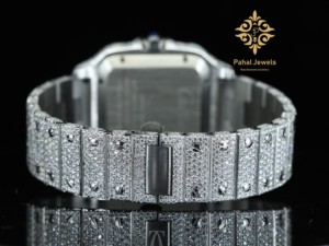 Reloj de Joyería de Alta Gama Resistente al Agua con Piedras Preciosas de Morganita, Estilo Hip Hop Elegante para Ocasiones Casuales y a la Moda, Regalo Perfecto - Product Image 3