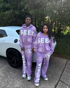 Survêtement personnalisé brodé lavé à l'acide solide 100% coton survêtement à capuche col évasé avec pantalon évasé - Product Image 4