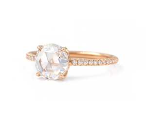 Anillo de compromiso de oro amarillo antiguo con diamante cultivado en laboratorio de corte rosa redondo de 1.55 quilates con pavé, estilo vintage, regalo de joyería de diamantes - Product Image 5