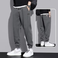 Celana Panjang Kasual Pria Ukuran Besar Model Longgar Musim Gugur, Fashion Sporty Remaja, Anti Air, Anti Kusut, Berlapis Fleece Bermotif