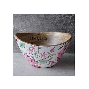 Cuenco de madera de diseño fabuloso para servir con cuchara para cocina casera y uso en hoteles cuenco para mezclar alimentos a granel - Product Image 4