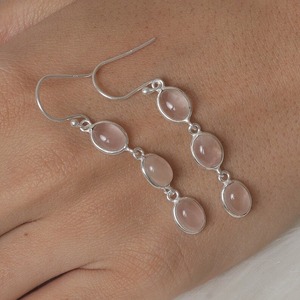 Boho Style 925 Sterling Silver Rose Quartz Gemstone Boucles D'oreilles Bijoux À La Main Boucles D'oreilles En Argent Bijoux pour Femmes Cadeau De Mariage pour - Product Image 5