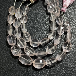 Rose Quartz Faceted Oval Shape Beads Natural Checkerboard Cut Gemstone Beads for Jewelry Making - Product Image 5