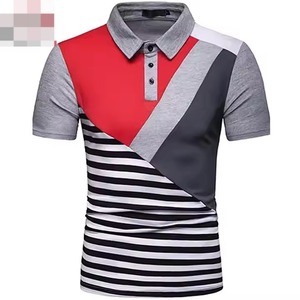 เสื้อโปโลลายทางของผู้ชายเสื้อยืดกีฬาลำลองปักลายเรียบระบายอากาศ - Product Image 1