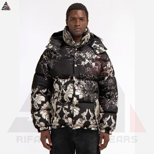 Custom Made Logo Men's <b>Mandarin</b> <b>Collar</b> Winter Waterproof Windproof Canvas Bubble <b>Jacket</b> Quilted Outdoor Sublimation - Product Image 3