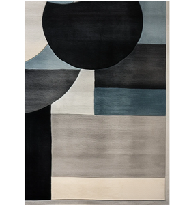 Tapis contemporain abstrait géométrique en laine touffeté à la main forme rectangulaire moderne haute pour bureau à domicile salon charbon de bois - Product Image 2