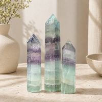 Tour de cristal de fluorite arc-en-ciel naturelle, pointe polie, pierre de guérison, ornement pour la maison, le bureau, la méditation, cadeau
