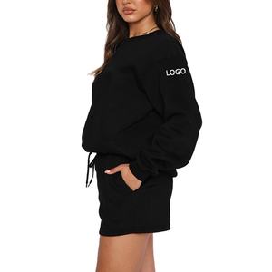 Sudadera y Pantalones Cortos de Poliéster Transpirable para Mujer, Estilo Nuevo, Color Sólido, Logotipo Personalizado, Alta Calidad OEM 2025 - Product Image 3