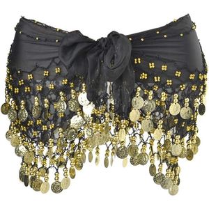 Foulard de danse orientale fait main avec ceinture à pièces d'or, jupe enveloppante en mousseline crochetée pour femmes adultes - Product Image 4