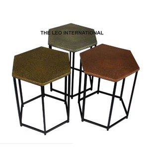 Table basse en aluminium nickelé avec motif de bois de cerf, aspect luxueux, pièce maîtresse, qualité supérieure, table d'appoint décorative - Product Image 5