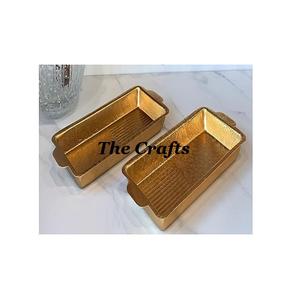 Lot de 2 plateaux de nourriture en chocolat couleur or en métal en vrac de différentes tailles accessoires de table plateau de service alimentaire - Product Image 5