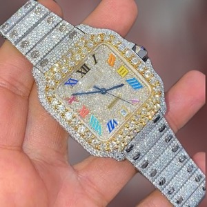 นาฬิกาสแตนเลสสตีลสำหรับผู้ชายหรูหราปรับแต่งได้2025แบรนด์ชั้นนำ VVS Lab กระจกหน้าปัดเพชรสำหรับธุรกิจคลาสสิกใหม่ - Product Image 1