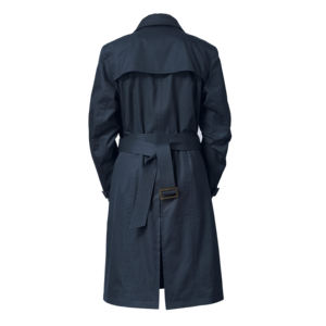 Kivotech Phụ Nữ Áo Khoác Màu Xanh Đậm Của Phụ Nữ Dài Trenchcoat Đôi Ngực Thoáng Khí Cổ Điển Hạt Đậu Áo Với Vành Đai - Product Image 2