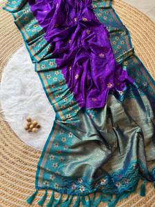 Banarasi ผ้าส่าหรีผ้าไหมเนื้อนุ่มออกแบบล่าสุดของอินเดียสำหรับงานแต่งงานงานปาร์ตี้ผลิตในอินเดีย - Product Image 2