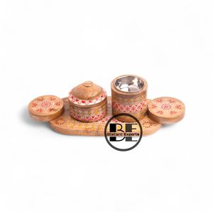 Ensemble de brûleurs d'encens de luxe en bois de manguier, acier inoxydable et laiton, avec motifs imprimés du Moyen-Orient, pour l'Aïd al-Fitr, l'Aïd al-Adha et le Ramadan, Mubkhar - Product Image 1