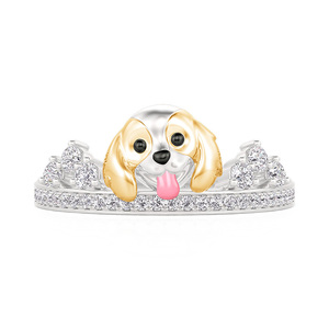 Jeulia Petland Cute Beagle Double Row <b>Ring</b>-<b>Adjustable</b> Gold Plated Vintage Style for Women - Product Image 1