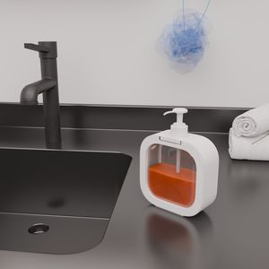 Distributeur de savon liquide en plastique carré moderne avec pompe |   Distributeur de savon pour les mains transparent, écologique et facile à nettoyer pour les fenêtres - Product Image 4