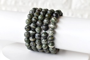 Wholesale 8mm Seraphinite Gray Color Natural Healing Round <b>Beaded</b> <b>Bracelet</b> for Meditation Jewelry - Product Image 2