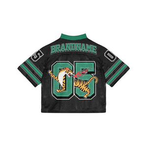 Camiseta de fútbol de malla recortada de gran tamaño a la moda de calidad superior al por mayor, camiseta de secado rápido con mangas cortas transpirable - Product Image 1