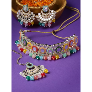 Bohemian Vintage <b>Mirror</b> Choker Multicolor Stainless Steel Copper Zircon Pearl Diamond Lady's Bridal Jewelry Set for Party Gift - Product Image 2