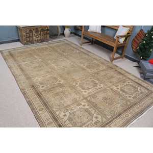Turkish Oversize Rug, 6.9x10.7 ft Vintage Rug, <b>Brown</b> <b>Wool</b> Rug - Product Image 1