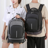 Mochila Impermeable con Ruedas para Portátil, Material de Nylon y Cuero, Bolsa de Viaje Escolar para Portátil