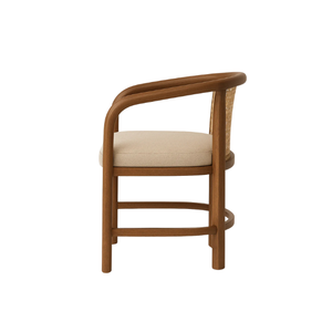 Chaise de salle à manger en teck massif minimaliste moderne avec cadre incurvé et coussin d'assise pour appartement, café, restaurant, hôtel - Product Image 3