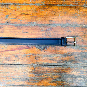 2025 dernière haute qualité Durable Double-collé formelle ceinture en cuir véritable pour hommes boucle en laiton profil lourd - Product Image 6