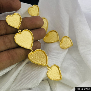 <b>Heart</b> Shape 18K New Vermeil <b>Gold</b> Plated Designer Drop <b>Earrings</b> Geometric Dangle Brass Jewelry Trendy Vintage Engagement Style - Product Image 3