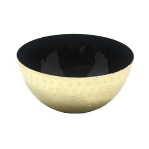 Bol de service alimentaire de forme ronde en fer populaire noir et or fini cuisine et table de service et bols décoratifs en vrac faits à la main - Product Image 1