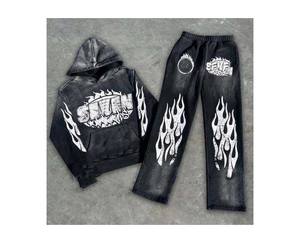 Ensemble de survêtement de sport élégant avec logo personnalisé, sweat-shirt et pantalon de sport unisexe, respirant, écologique, 2 pièces - Product Image 1