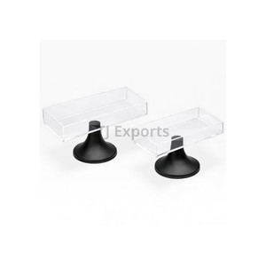 Plateau rectangulaire en acrylique pour servir le chocolat avec plateau transparent et base en pied noir mat pour une présentation moderne des desserts - Product Image 1