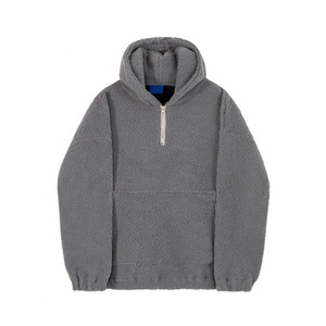 Manufacturer Custom 14 Zip <b>Hoodies</b> & Sweatshirts Lamb Wool Pullover Winter Thick Teddy <b>Sherpa</b> <b>Fleece</b> 500gsm <b>Hoodies</b> - Product Image 1