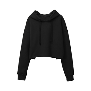Femmes 100% coton à manches longues recadrée sweats à capuche zippés vestes respirant doublé hiver printemps personnalisé conçu solide - Product Image 1
