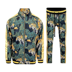 Ensemble de survêtement pour homme en polyester, fermeture éclair, respirant, léger, athlétique, jogging, tenue décontractée pour la salle de sport - Product Image 1