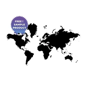 World Map Black Color Reusable Durable Polystyrene Material Holds The Surface With Static Electricity