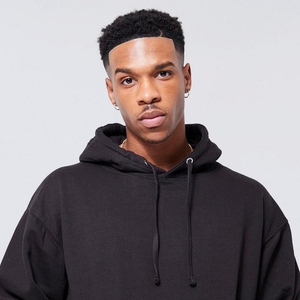 Men's Oversized <b>Black</b> Hooded Sweatshirt Casual <b>Fleece</b> Pullover Regular Fit Solid Color Pocket Design Winter Wear 100% Cotton - Product Image 3