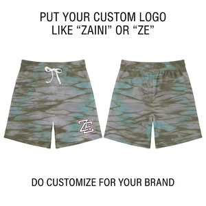 Shorts en maille de coton premium 180 GSM, bleu ciel et rouge uni, avec logo personnalisé, taille mi-haute, fermeture à cordon, séchage rapide, respirant, écologique - Product Image 3