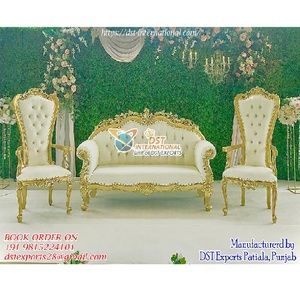 Meubles de mariage au Design moderne pour la scène ensemble de canapé de scène de mariage en or blanc élégant ensemble de canapé de luxe de mariage indien Maharaja - Product Image 1