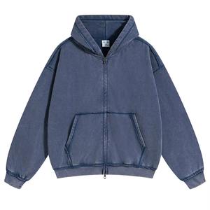 Sweat à capuche en coton 380G délavé pour hommes Automne/Hiver Pull-over à motif imprimé DTG personnalisé - Product Image 5