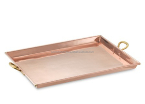 Plateau de service à thé ovale en cuivre martelé avec finition polie parfait pour la maison et la cuisine, plateau de service et présentoir - Product Image 4