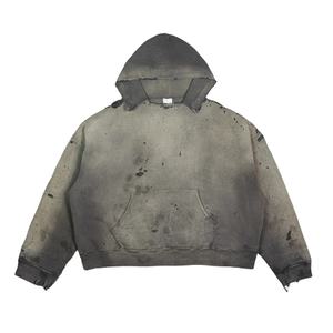 Nueva Sudadera con Capucha Estilo Vintage, Lavada al Ácido, Gruesa, Personalizada, con Efecto Desgastado, Rota, Decolorada por el Sol - Product Image 1